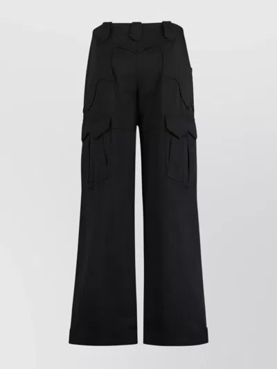 Tom Ford Cargo Trousers With Wide-leg Design And Rolled-up Cuff In Black