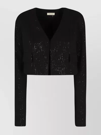 The Mannei Cropped Silk Jacket Sequin Embellishments