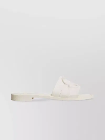 Moncler Flat Rubber Sole Slides In White