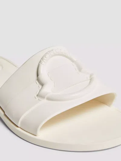 Moncler Flat Rubber Sole Slides In White