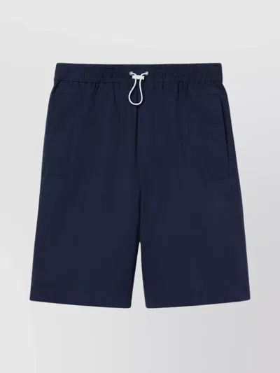 Gucci Men Navy Blue Poplin Bermuda Shorts In Multi
