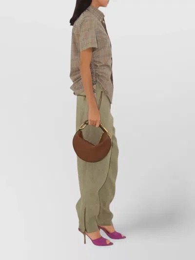 Burberry Women Embroidered Poplin Shirt In Brown