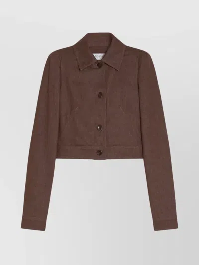 Max Mara Cropped Brown Denim-effect Jacket In Purple