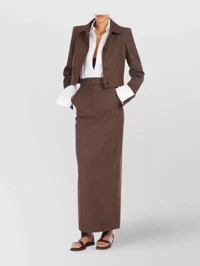 Max Mara Cropped Brown Denim-effect Jacket In Purple