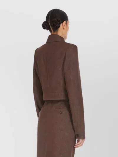 Max Mara Cropped Brown Denim-effect Jacket In Purple