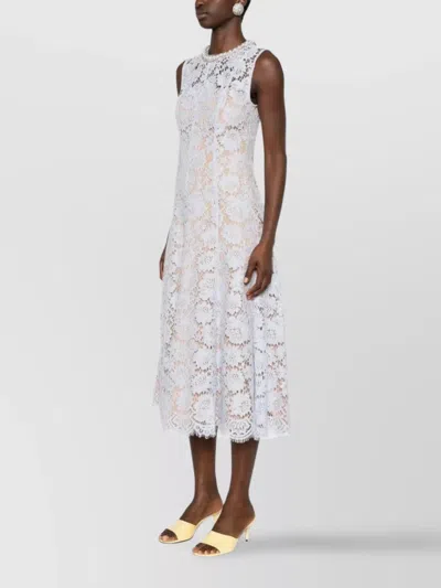 Self-portrait Blue Fine Lace Pearl Midi Dress In White