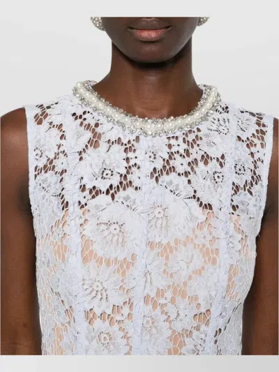 Self-portrait Blue Fine Lace Pearl Midi Dress In White