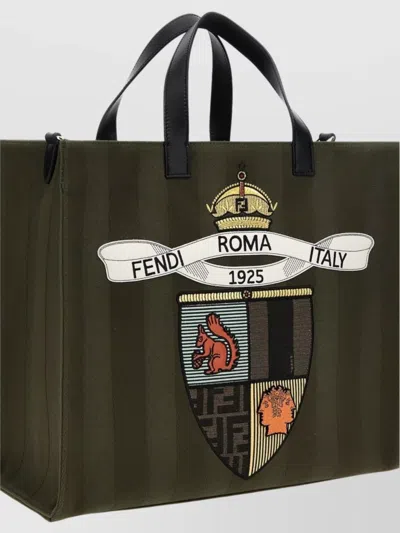 Fendi Structured Tote Bag With Detachable Strap And Top Handles In Multicolor