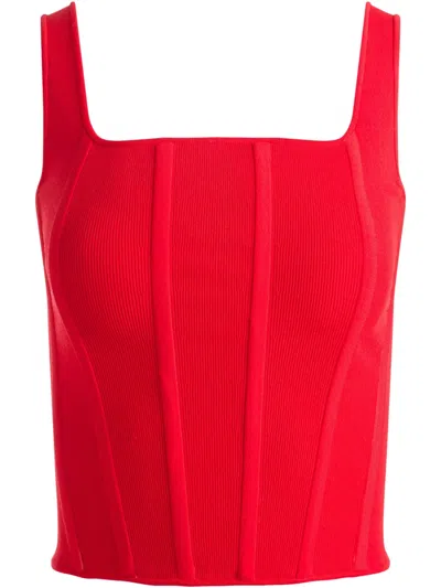Alice And Olivia Sariah Corset Tank Top In Red