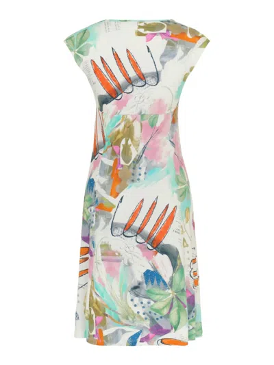 Dolcezza Simply Art 'happy With Spring' Print Dress In White In White