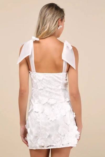 Lulus Emphatically Adorable White Floral Tie-strap Mini Dress In White