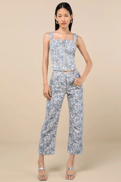 Levi's Sculpted Medium Wash Floral Bustier Top In Ophelia Floral