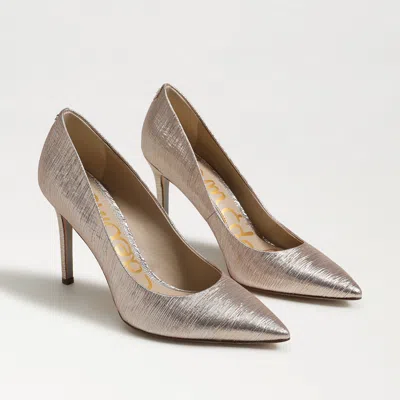Sam Edelman Hazel Pointed Toe Pump Gold Linen In Gold