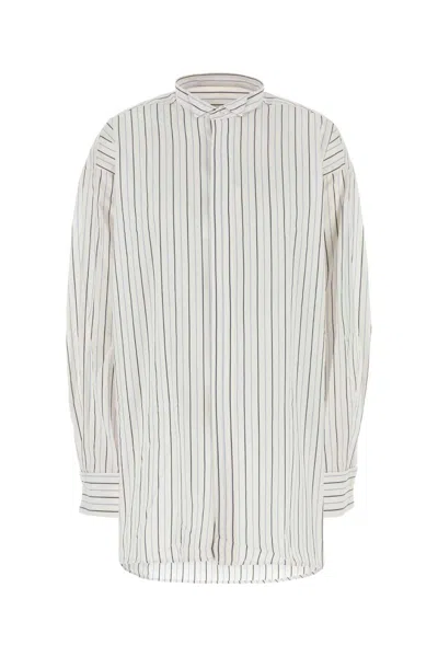 Ami Alexandre Mattiussi Woman Shirt White Size 8 Cotton In Offwhitebluenotenavy