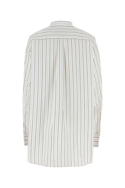 Ami Alexandre Mattiussi Woman Shirt White Size 8 Cotton In Offwhitebluenotenavy