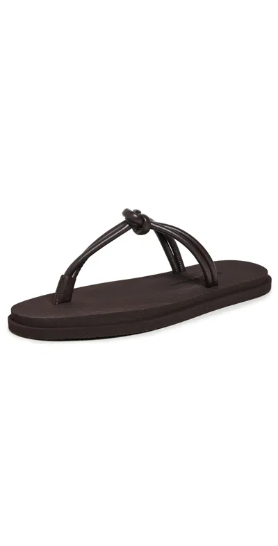 Emme Parsons Knot Pool Slides In Espresso Nappa/rubber