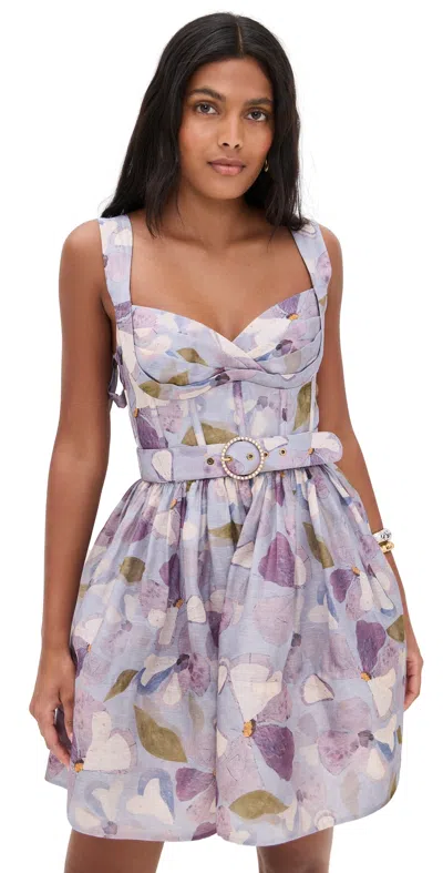 Zimmermann Dawning Mini Dress In Lilac Pansy