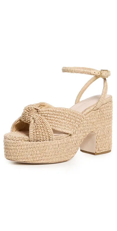 Loeffler Randall Raffia Knotted Chunky Platform Sandals In Natural