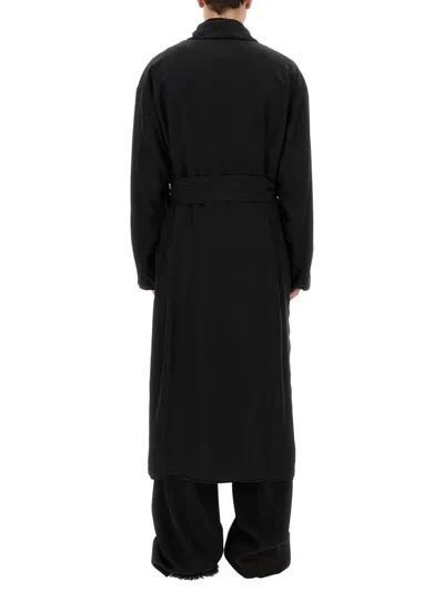Balenciaga Black Single-breasted Belted Coat In Black