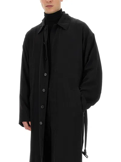 Balenciaga Black Single-breasted Belted Coat In Black