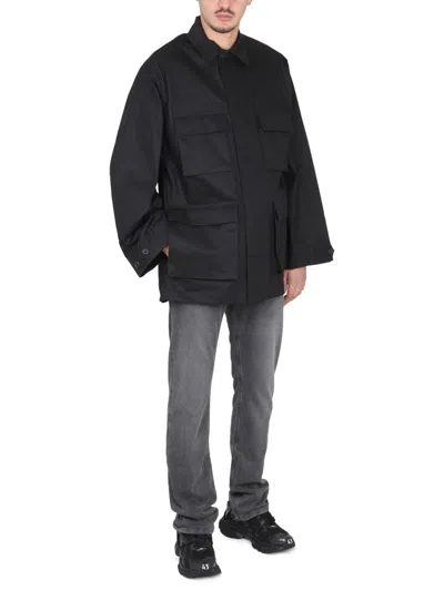 Balenciaga Classic Cargo Jacket With Shirt Collar In Black
