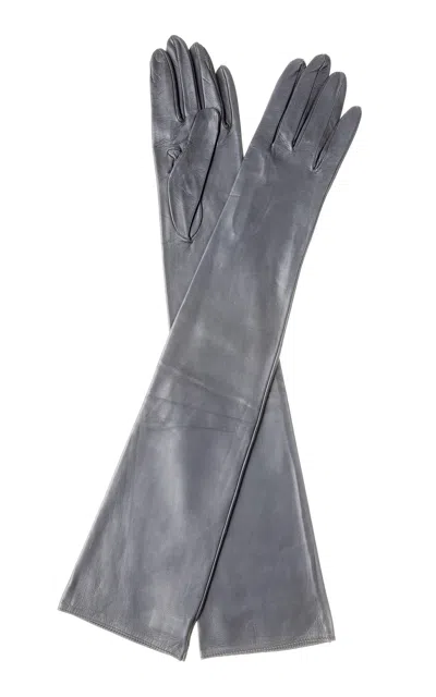 Paula Rowan Montserrat 12bt Long Leather Gloves In Grey