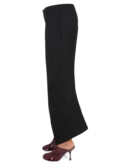 Bottega Veneta Cropped Cotton Trousers In Black