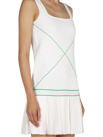 Bottega Veneta Sleeveless Square Neck X-stitching Tennis Dress In White
