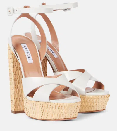 Aquazzura White Ankle Strap Heels