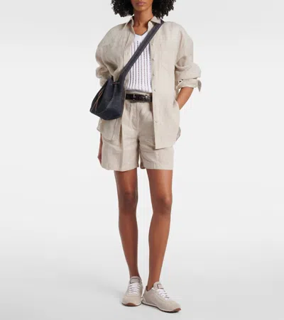 Brunello Cucinelli Suede Sneakers With Iconic Jewel Application In White