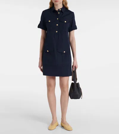 Veronica Beard Lucca Embellished Linen Shirt Dress In Black