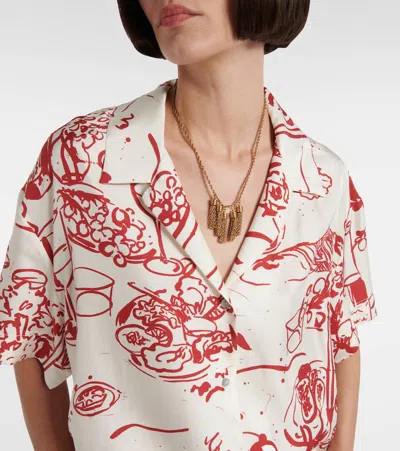 PRAGUA印花真丝斜纹布衬衫