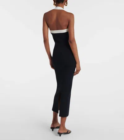 Veronica Beard Christa Halterneck Midi Dress In Black