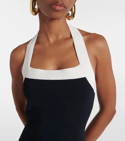 Veronica Beard Christa Halterneck Midi Dress In Black