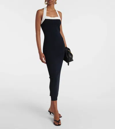 Veronica Beard Christa Halterneck Midi Dress In Black