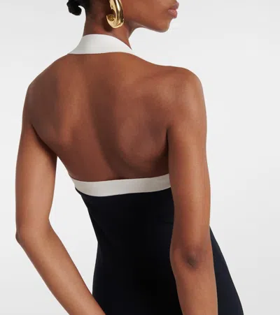 Veronica Beard Christa Halterneck Midi Dress In Black