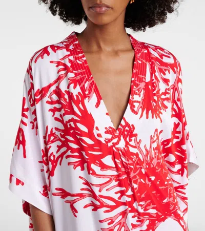 Melissa Odabash Vanessa Printed Kaftan In Red