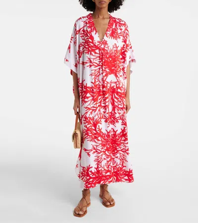 Melissa Odabash Vanessa Printed Kaftan In Red