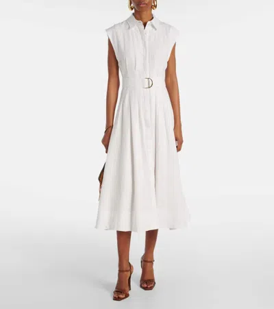 Veronica Beard Ruben Button-front Midi Dress In White