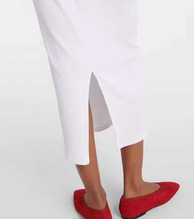 Veronica Beard Darien Ribbed Stretch Pima Cotton Midi Dress In White
