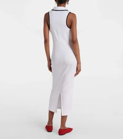 Veronica Beard Darien Ribbed Stretch Pima Cotton Midi Dress In White
