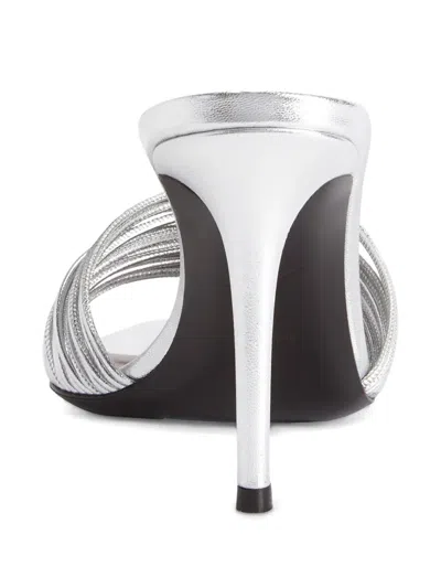 Giuseppe Zanotti Metallic Multi-strap Stiletto Slide Sandals In Grey