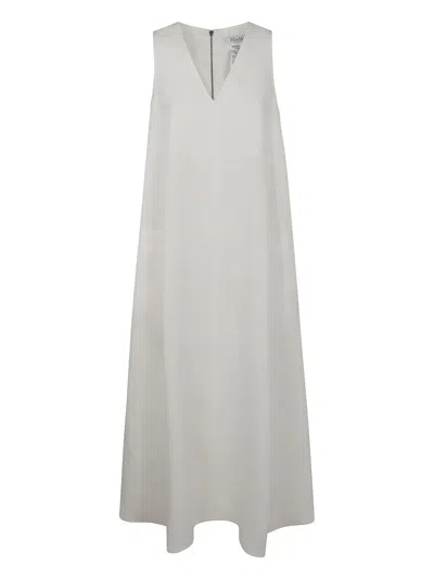 Max Mara Simeone Linen Dress V Neckline In Gray