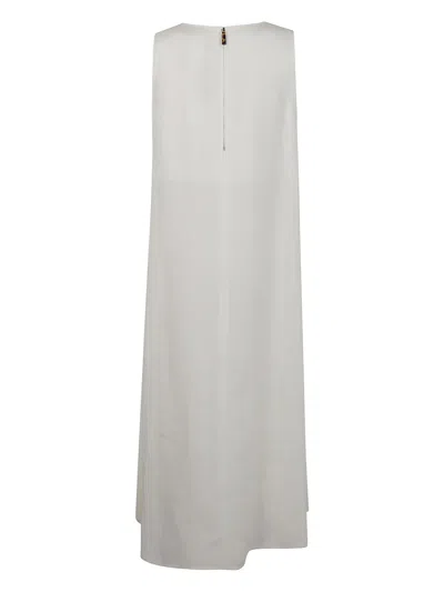 Max Mara Simeone Linen Dress V Neckline In Gray