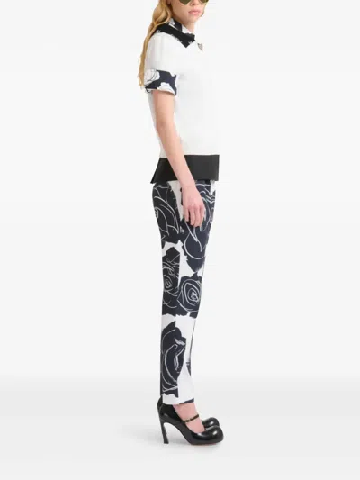 Marni Trousers Featuring Floral Pattern And Pockets In White