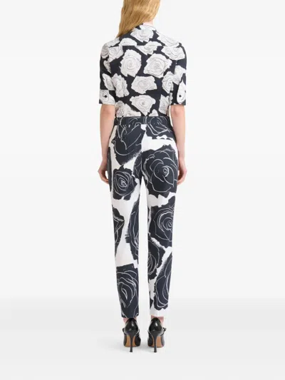 Marni Trousers Featuring Floral Pattern And Pockets In White