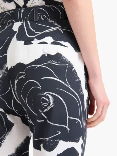 Marni Trousers Featuring Floral Pattern And Pockets In White