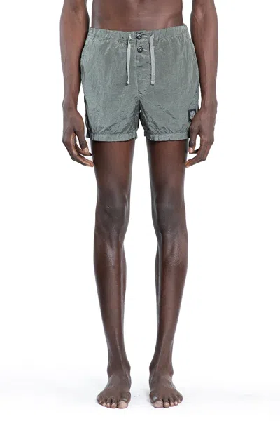 Stone Island Man Green Swimwear In Green