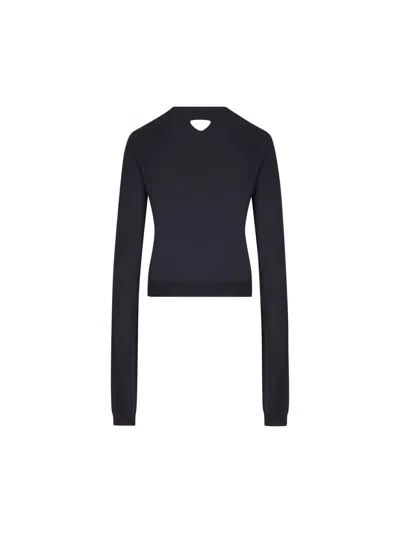 Prada Knitwear V-neckline Long Sleeves Cuffs And Hem In Black