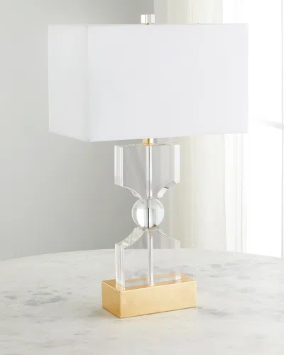 Old World Design Kingston Crystal Table Lamp With Gold Base & White Linen In Clear